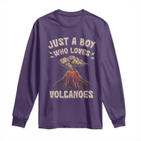 Funny Volcanologist Long Sleeve Shirt Just A Boy Who Loves Volcanoes Lava