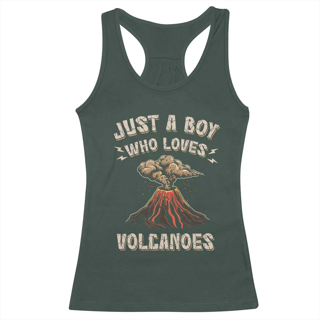 Funny Volcanologist Racerback Tank Top Just A Boy Who Loves Volcanoes Lava