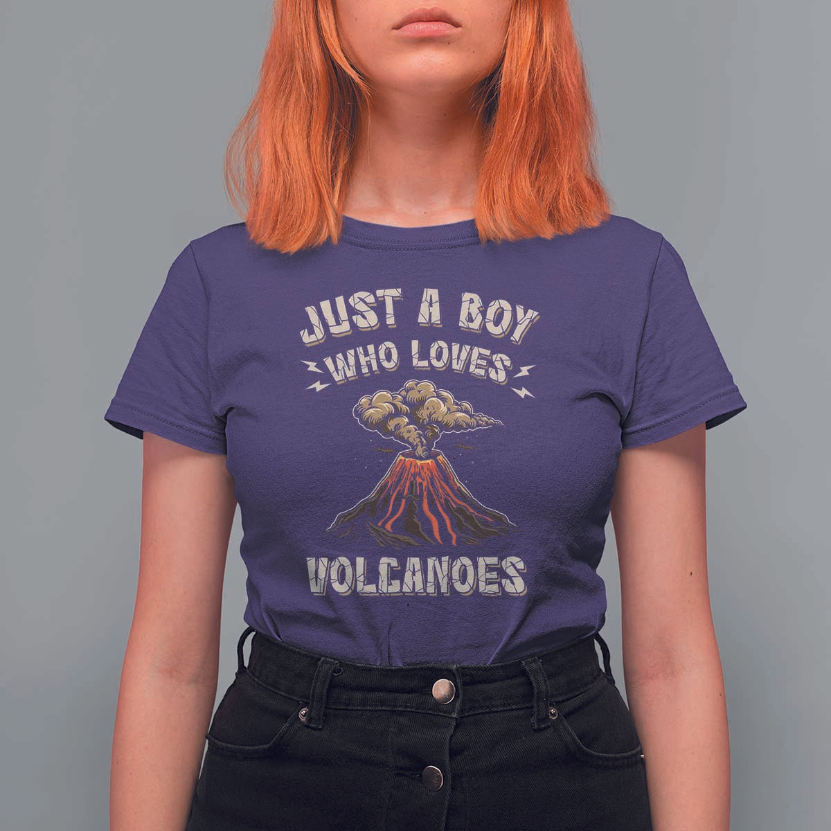 Funny Volcanologist T Shirt For Women Just A Boy Who Loves Volcanoes Lava