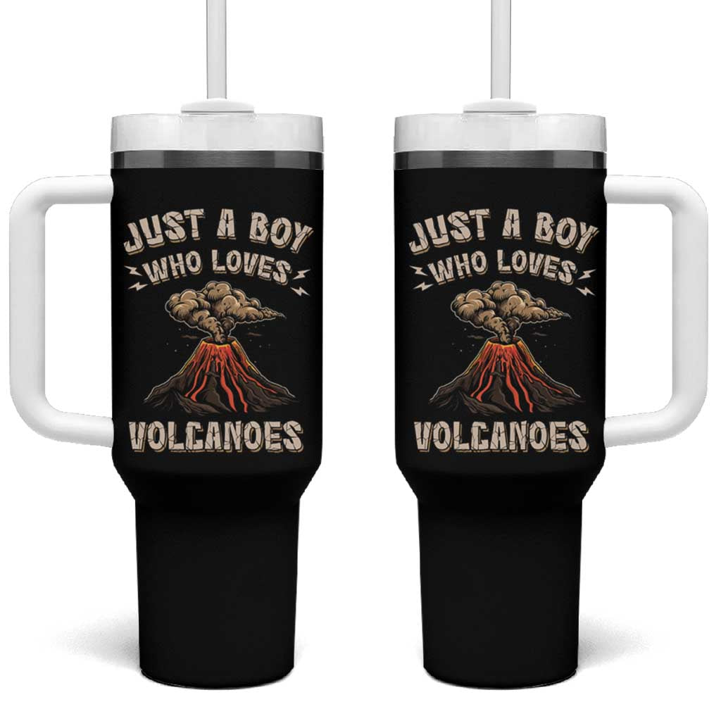 Funny Volcanologist Tumbler With Handle Just A Boy Who Loves Volcanoes Lava
