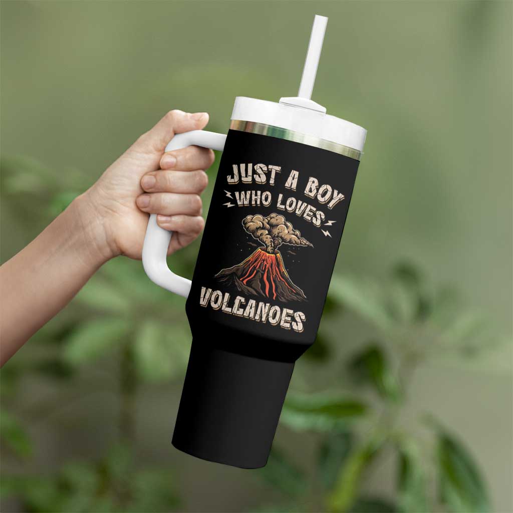Funny Volcanologist Tumbler With Handle Just A Boy Who Loves Volcanoes Lava