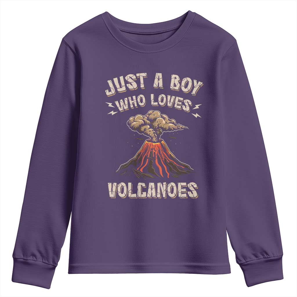 Funny Volcanologist Youth Sweatshirt Just A Boy Who Loves Volcanoes Lava