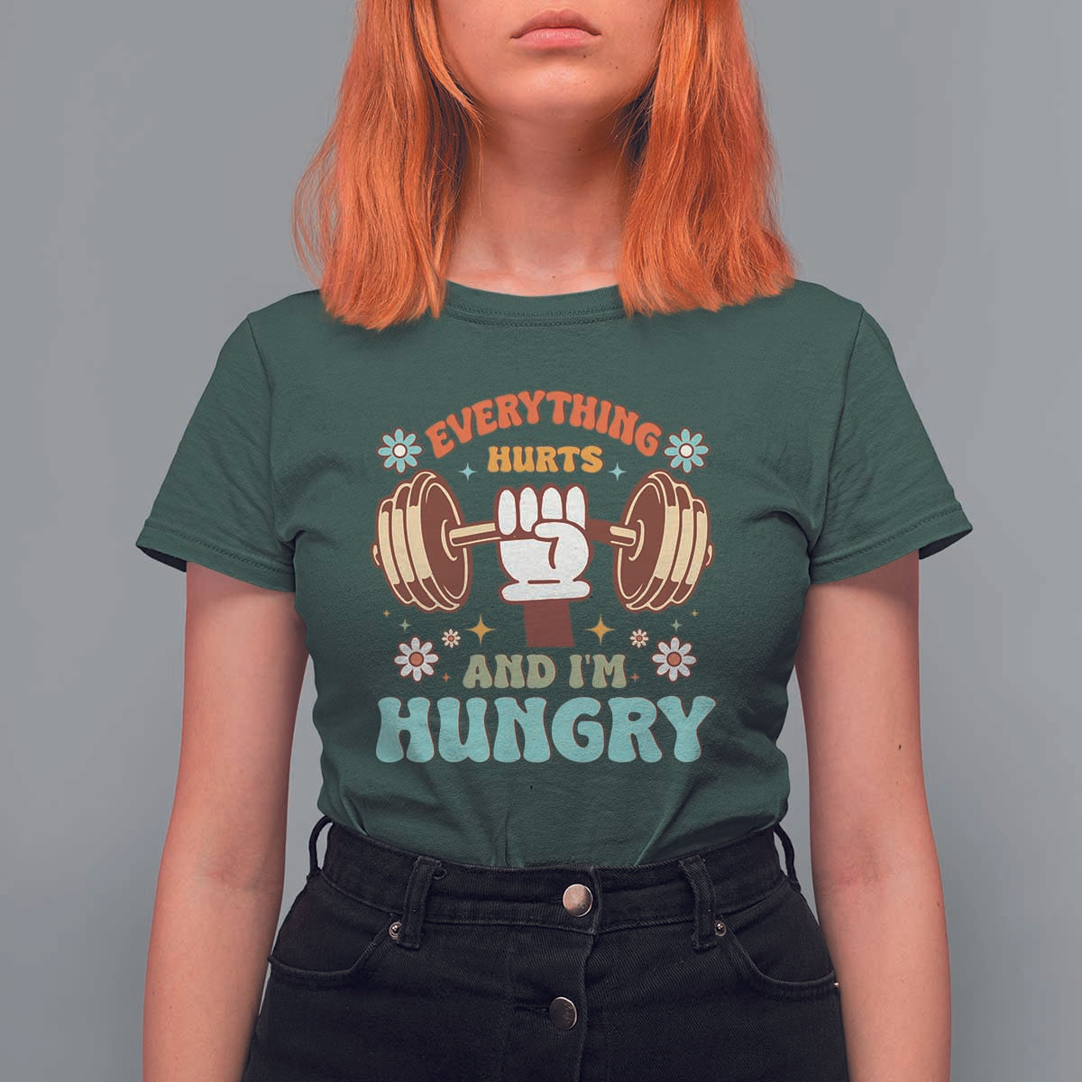 Gymer T Shirt For Women Everything Hurts And I'm Hungry - Wonder Print Shop
