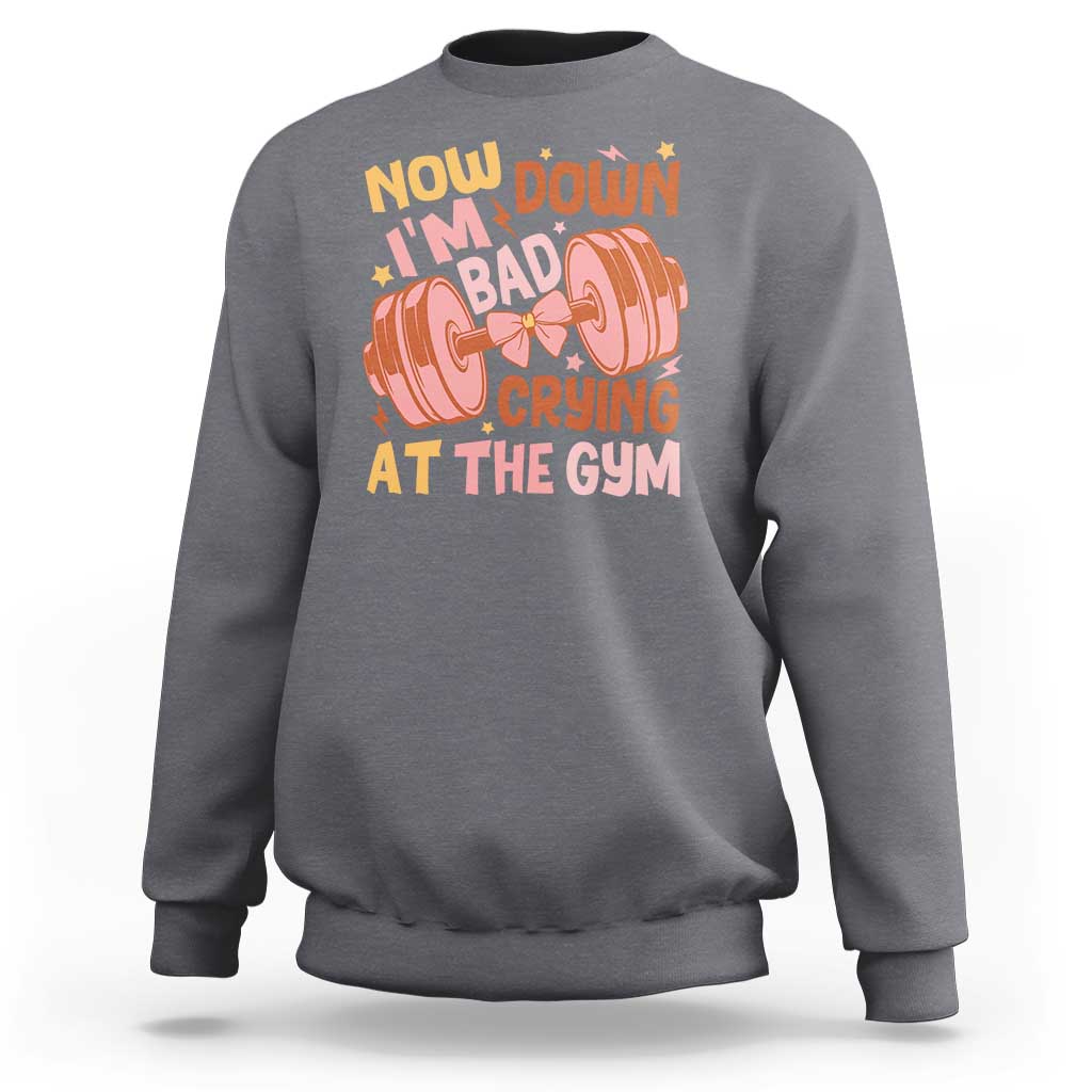 Gymer Sweatshirt Down Bad Crying At The Gym Groovy Bow Coquette - Wonder Print Shop