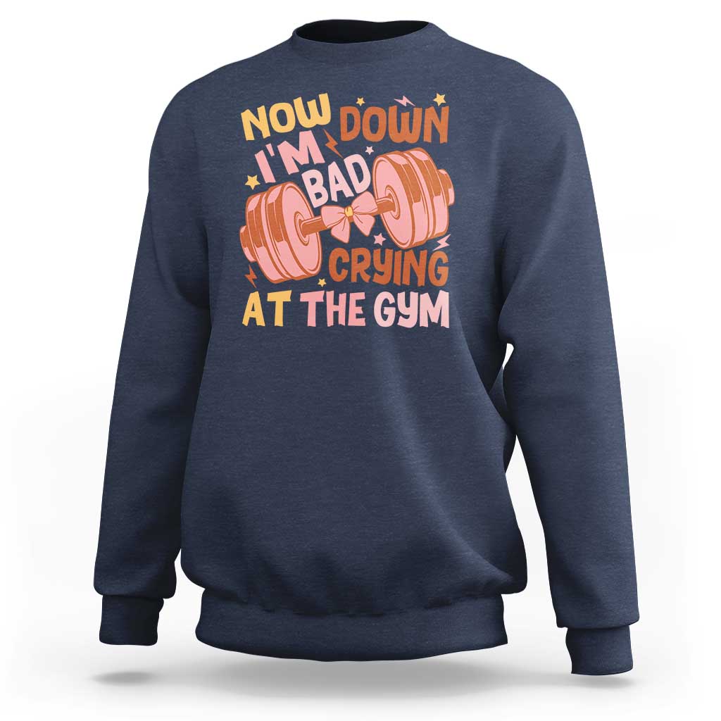 Gymer Sweatshirt Down Bad Crying At The Gym Groovy Bow Coquette - Wonder Print Shop