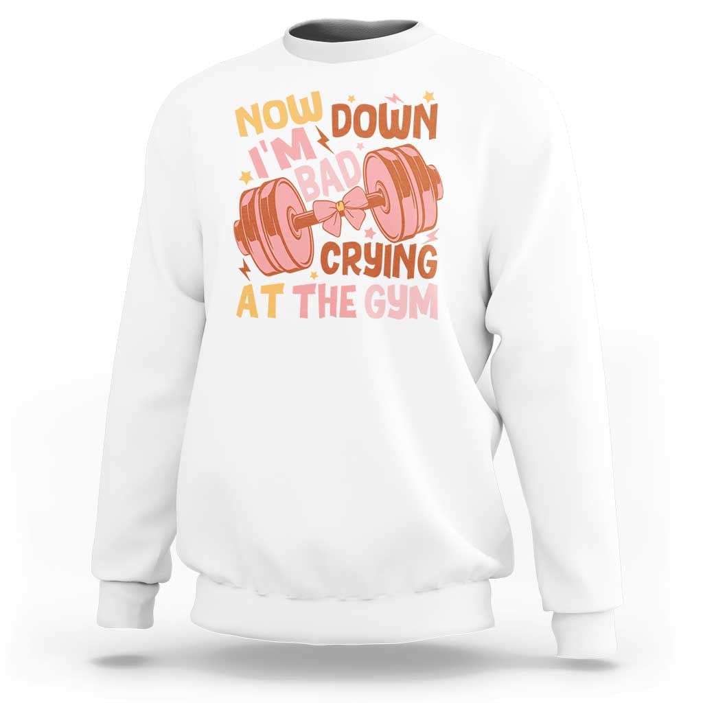 Gymer Sweatshirt Down Bad Crying At The Gym Groovy Bow Coquette - Wonder Print Shop
