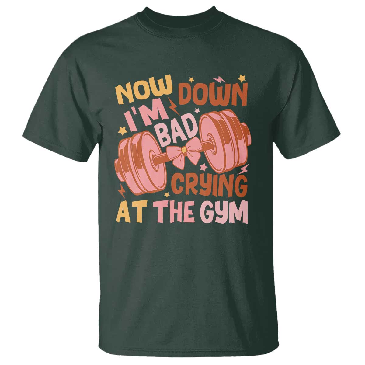 Gymer T Shirt Down Bad Crying At The Gym Groovy Bow Coquette - Wonder Print Shop