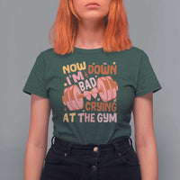Gymer T Shirt For Women Down Bad Crying At The Gym Groovy Bow Coquette - Wonder Print Shop