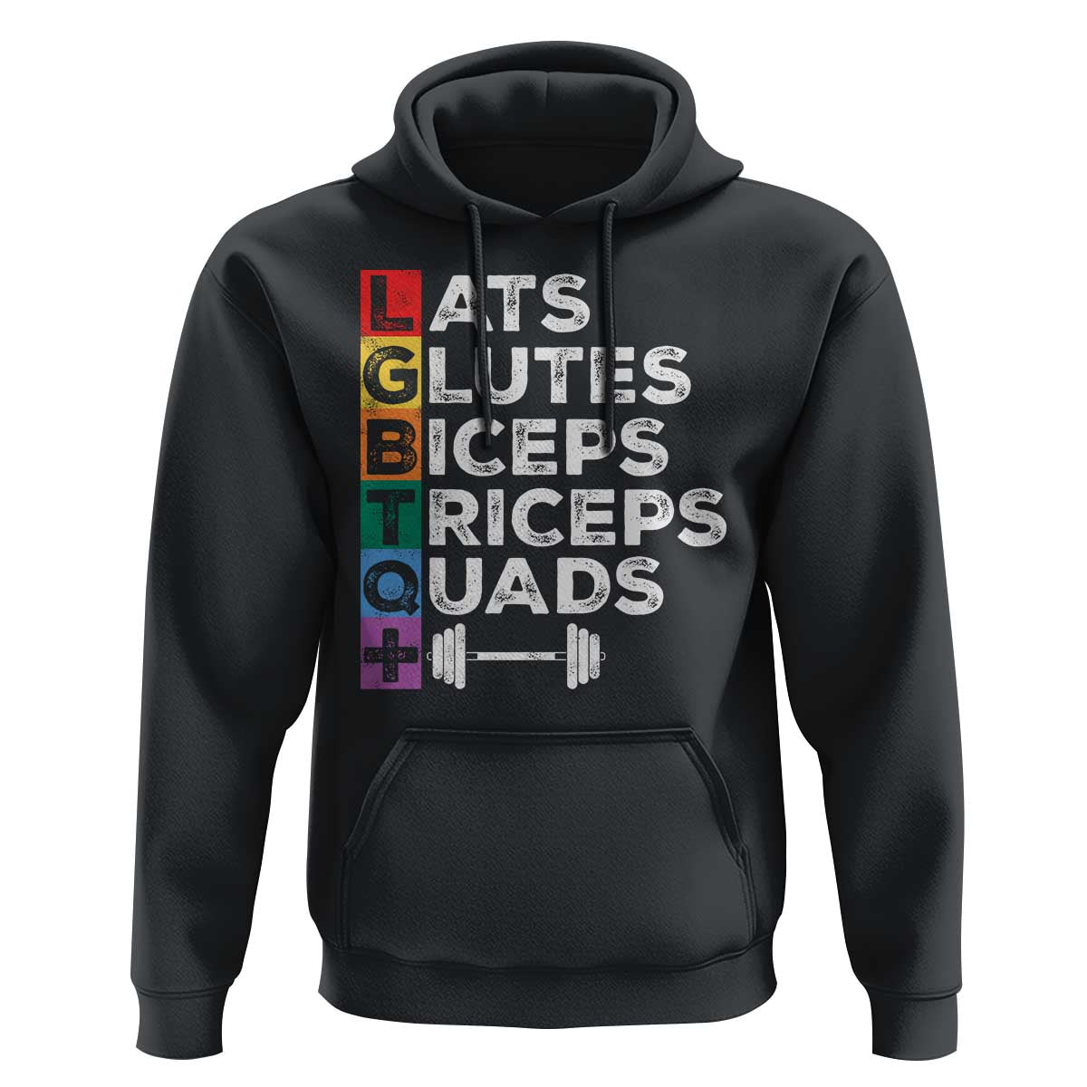 LGBTQ Gymer Hoodie Lats Glutes Biceps Triceps Quads