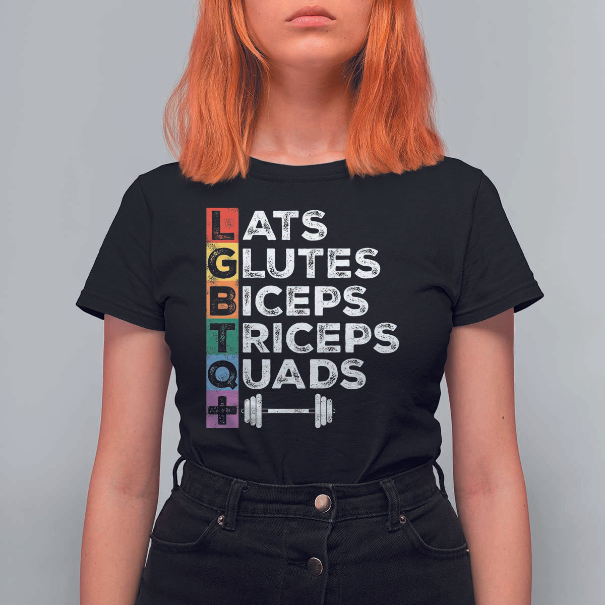 LGBTQ Gymer T Shirt For Women Lats Glutes Biceps Triceps Quads - Wonder Print Shop
