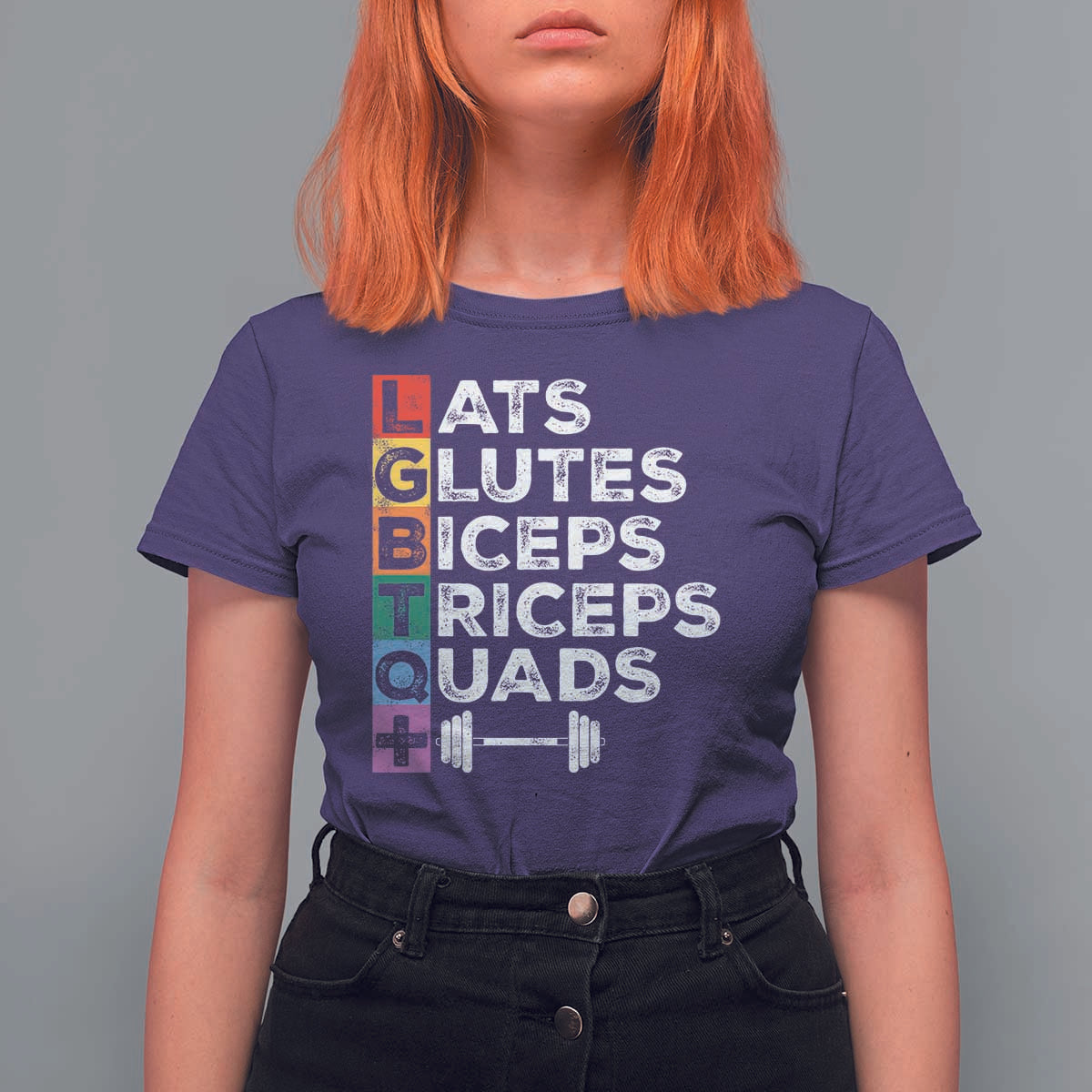 LGBTQ Gymer T Shirt For Women Lats Glutes Biceps Triceps Quads - Wonder Print Shop