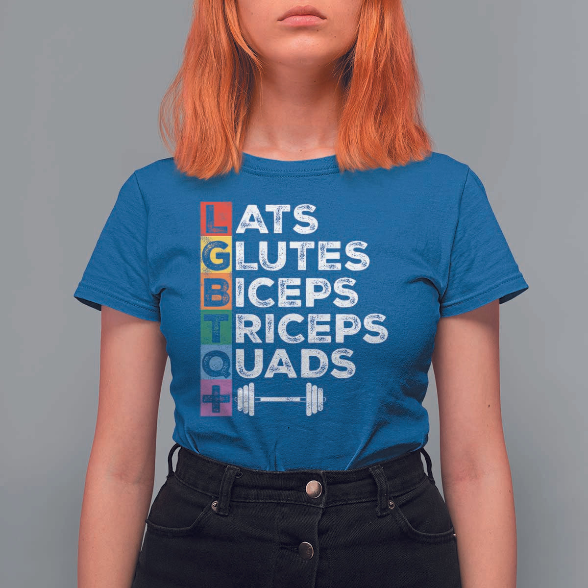 LGBTQ Gymer T Shirt For Women Lats Glutes Biceps Triceps Quads - Wonder Print Shop