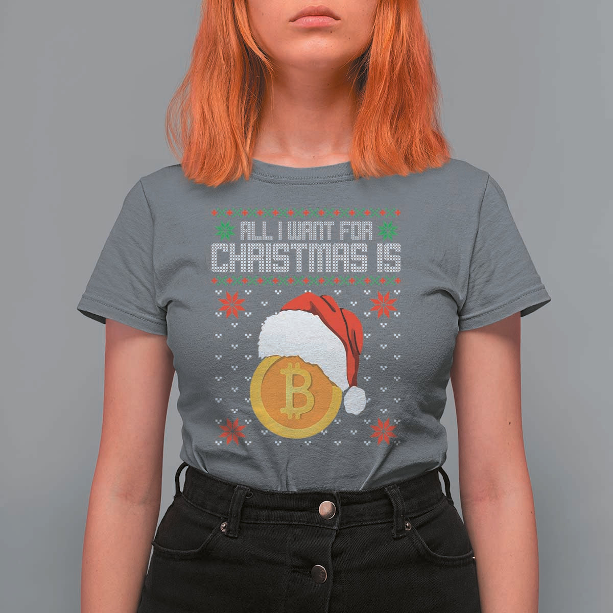 Funny All I Want For Christmas Is Bitcoin T Shirt For Women - Wonder Print Shop