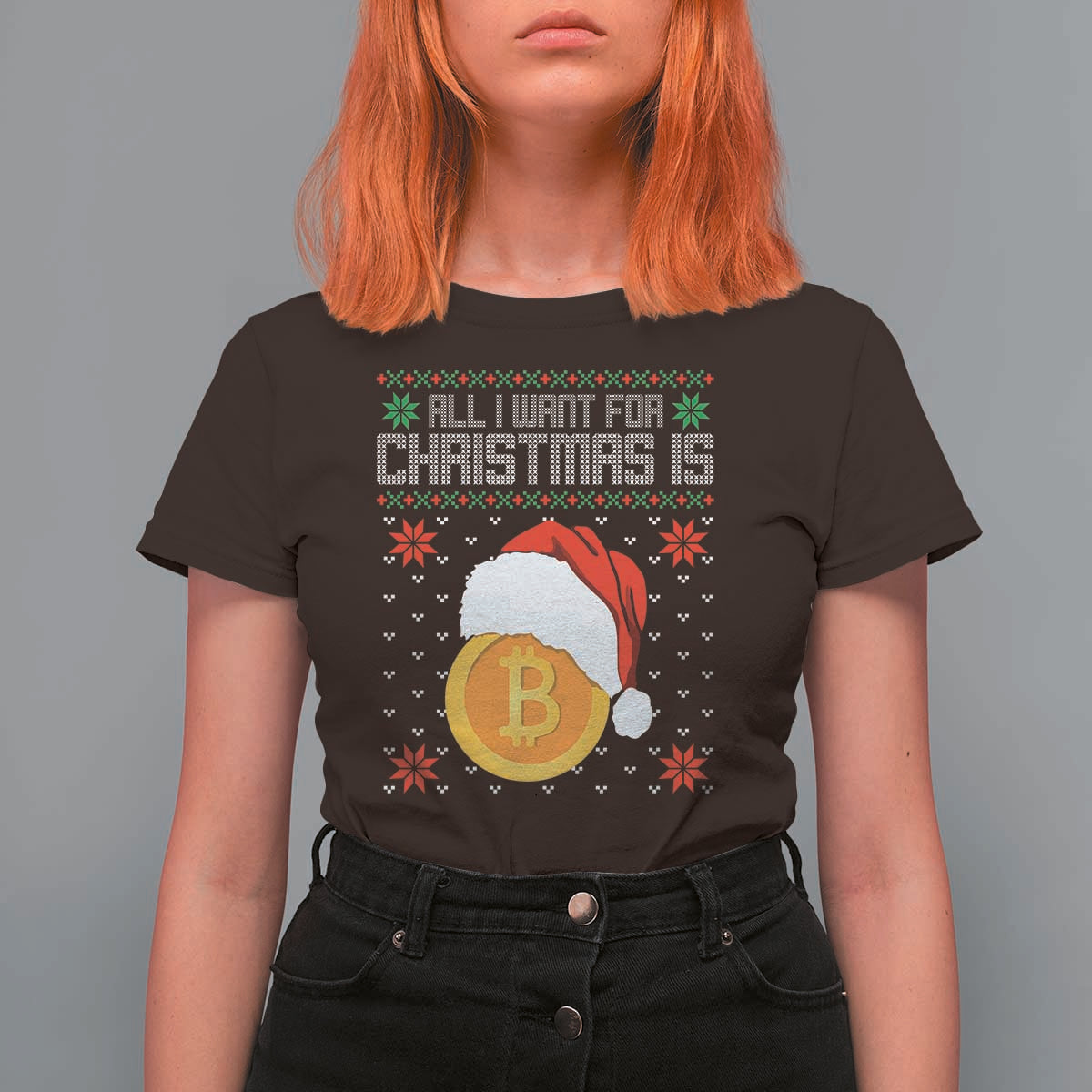 Funny All I Want For Christmas Is Bitcoin T Shirt For Women - Wonder Print Shop