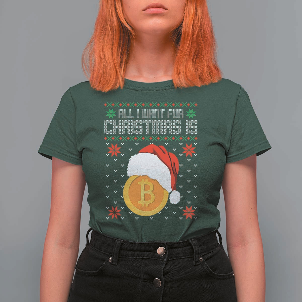 Funny All I Want For Christmas Is Bitcoin T Shirt For Women - Wonder Print Shop
