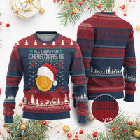 Funny All I Want For Christmas Is Bitcoin Ugly Christmas Sweater - Wonder Print Shop