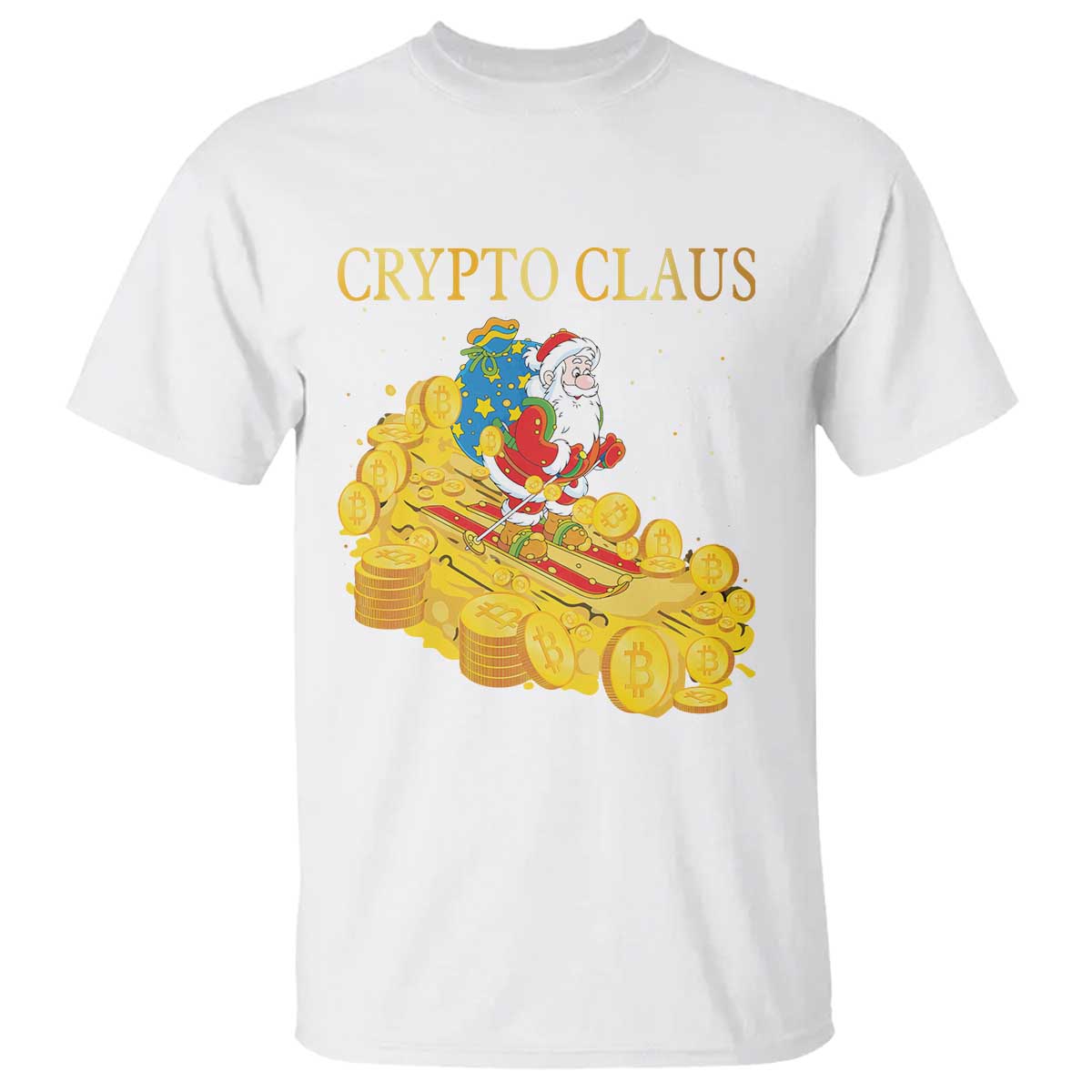 Funny Christmas Bitcoin Crypto Claus T Shirt - Wonder Print Shop