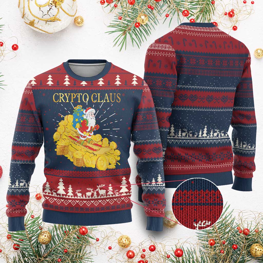 Funny Christmas Bitcoin Crypto Claus Ugly Christmas Sweater - Wonder Print Shop
