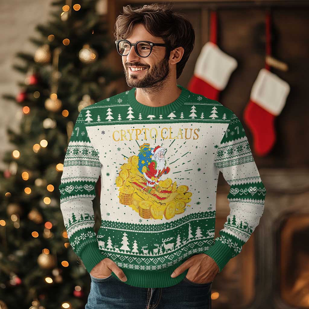 Funny Christmas Bitcoin Crypto Claus Ugly Christmas Sweater - Wonder Print Shop