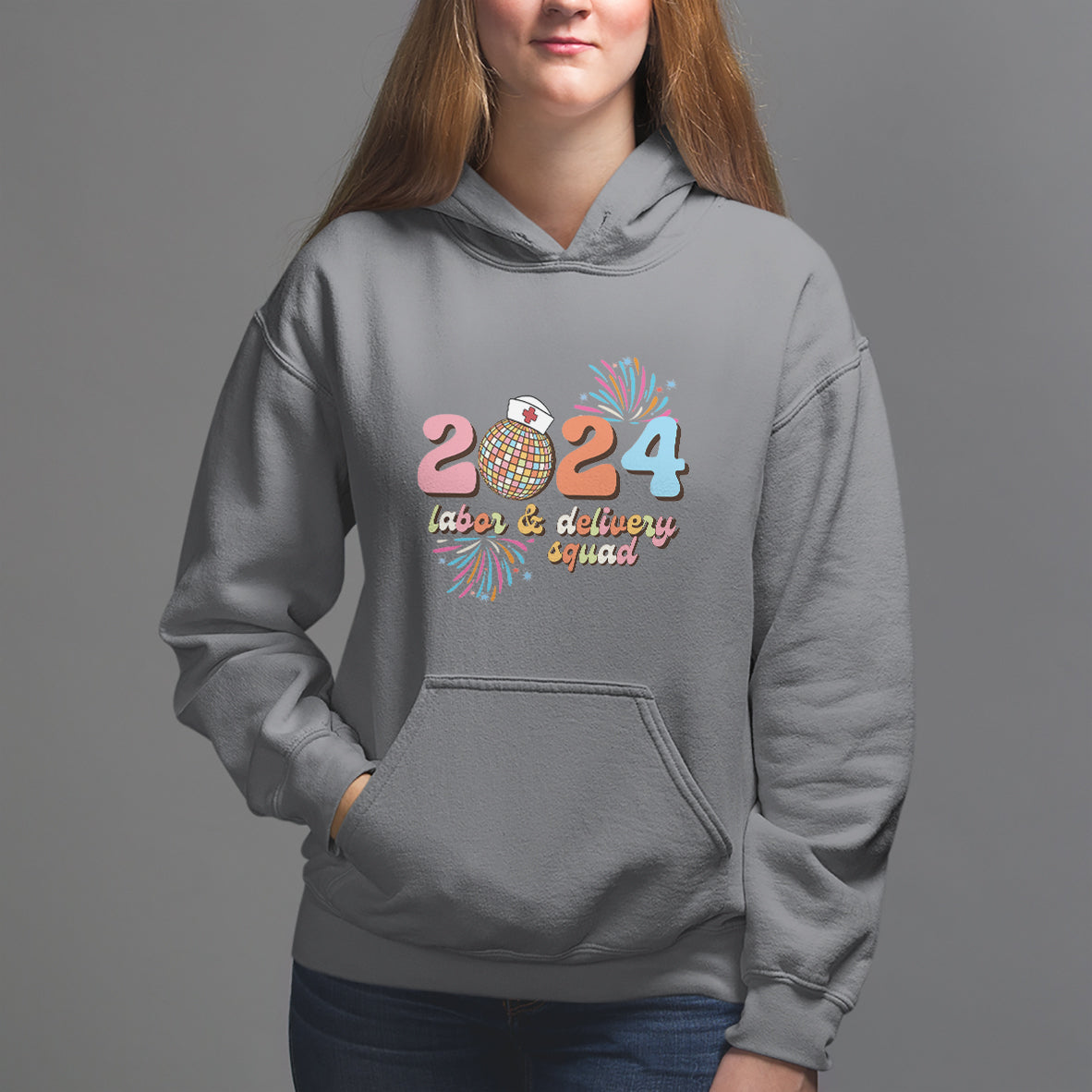 Groovy 2024 Disco Ball and Delivery Squad New Years Eve Hoodie - Wonder Print Shop