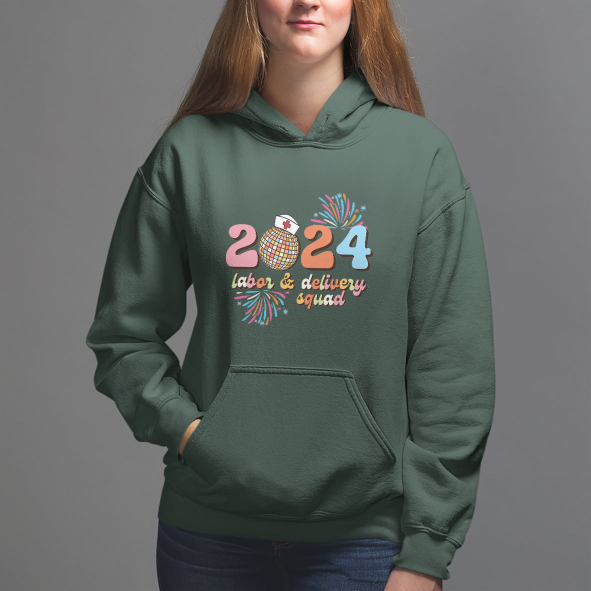 Groovy 2024 Disco Ball and Delivery Squad New Years Eve Hoodie - Wonder Print Shop