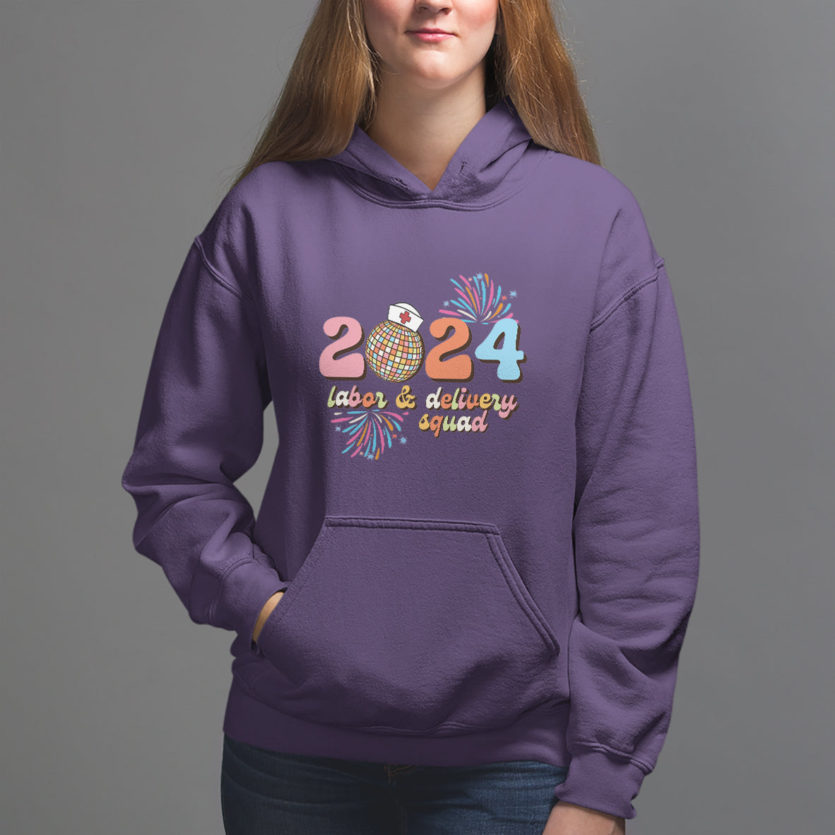 Groovy 2024 Disco Ball and Delivery Squad New Years Eve Hoodie - Wonder Print Shop