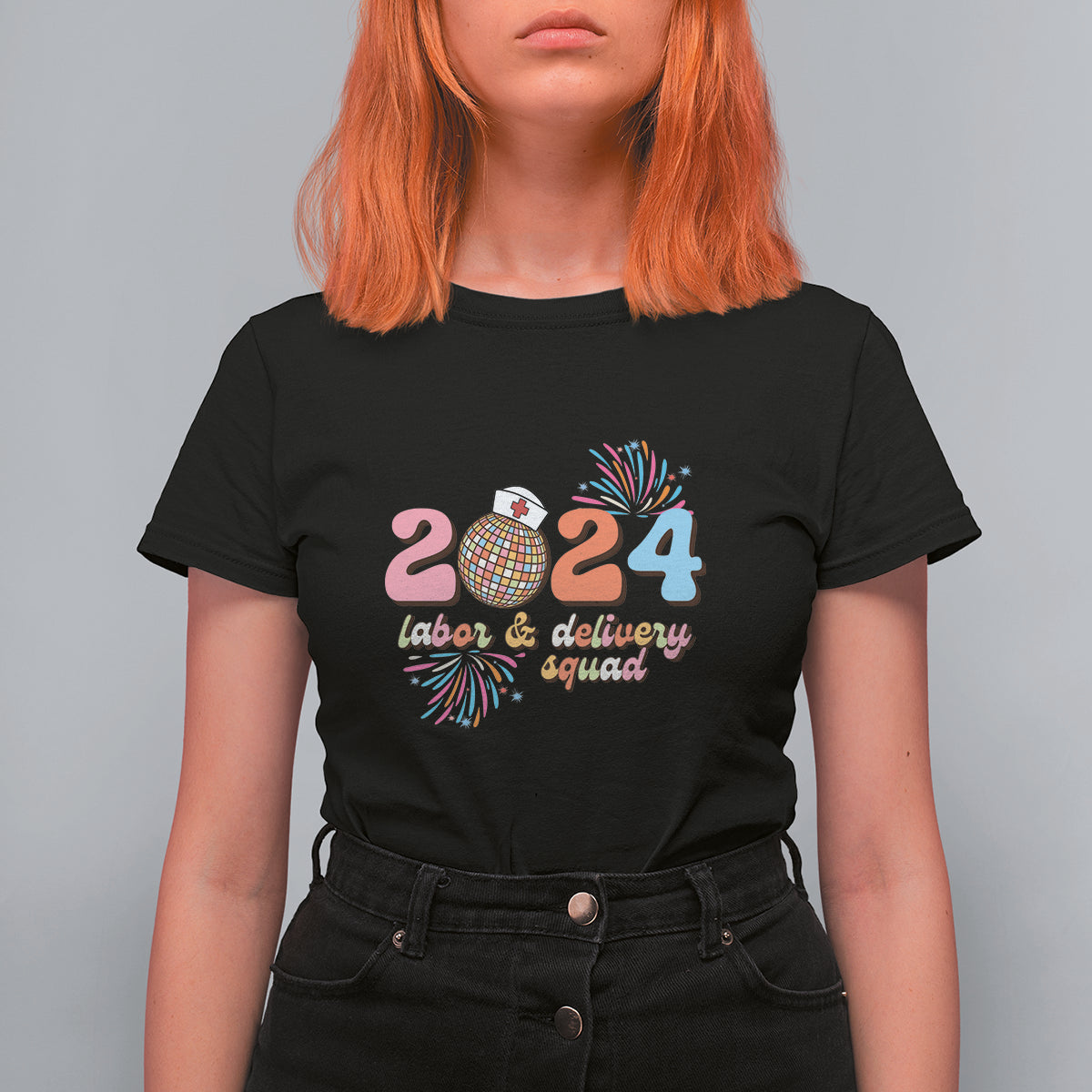 Groovy 2024 Disco Ball and Delivery Squad New Years Eve T Shirt For Women - Wonder Print Shop