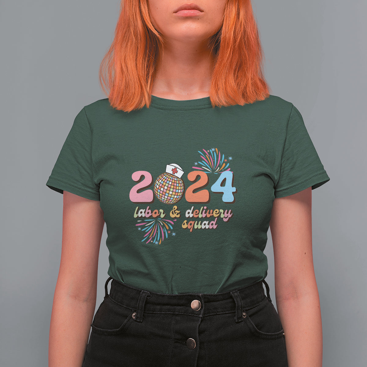 Groovy 2024 Disco Ball and Delivery Squad New Years Eve T Shirt For Women - Wonder Print Shop
