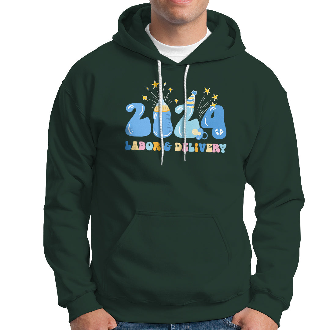 Retro 2024 Labor and Delivery Unit Nurse New Years Eve Rn Np Hoodie - Wonder Print Shop