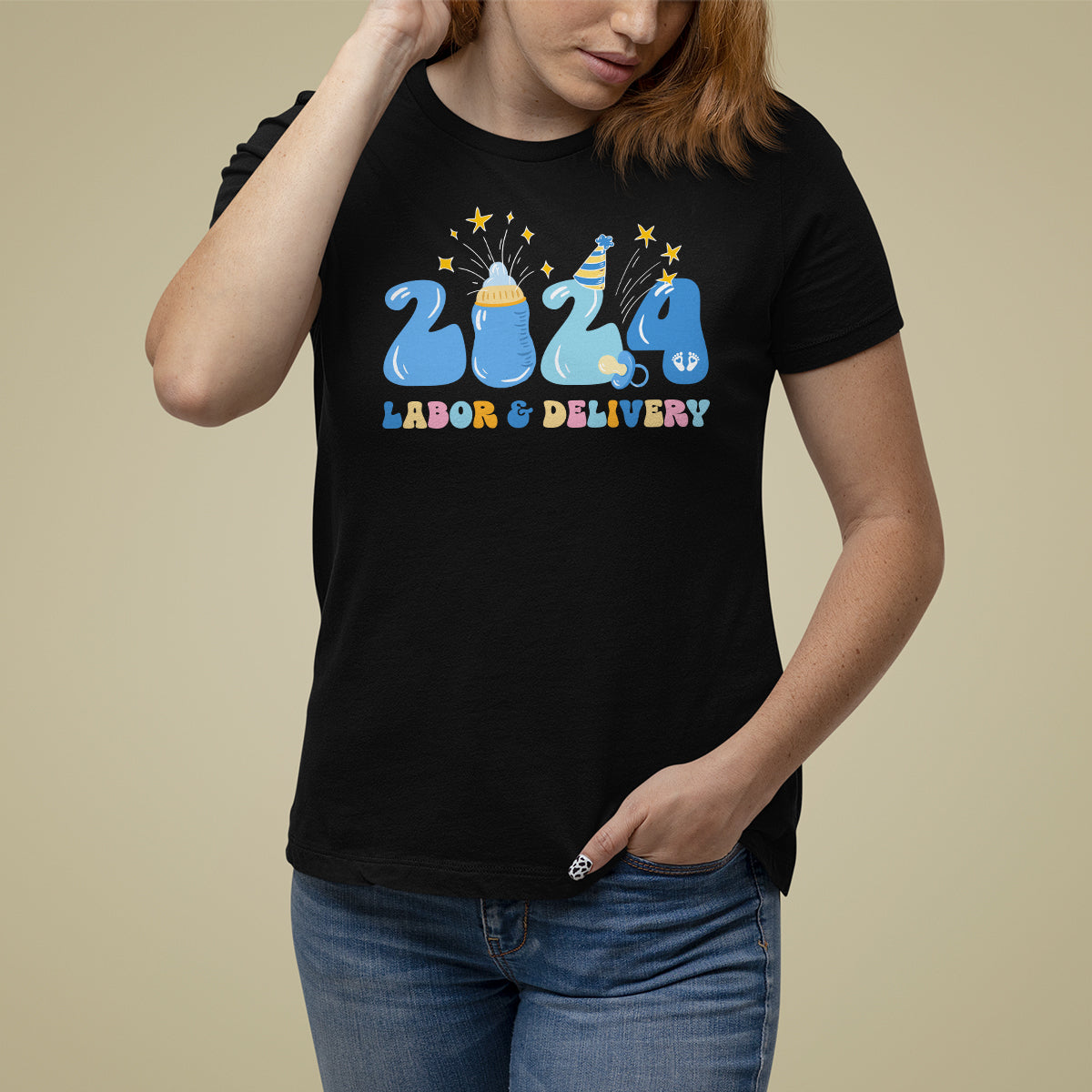 Retro 2024 Labor and Delivery Unit Nurse New Years Eve Rn Np T Shirt For Women - Wonder Print Shop