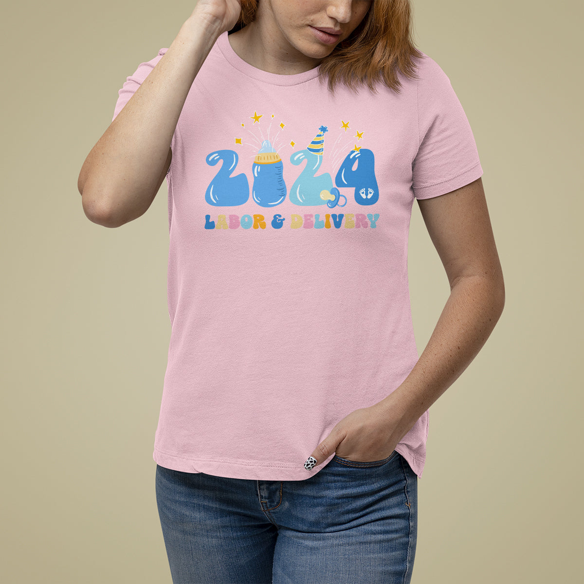 Retro 2024 Labor and Delivery Unit Nurse New Years Eve Rn Np T Shirt For Women - Wonder Print Shop
