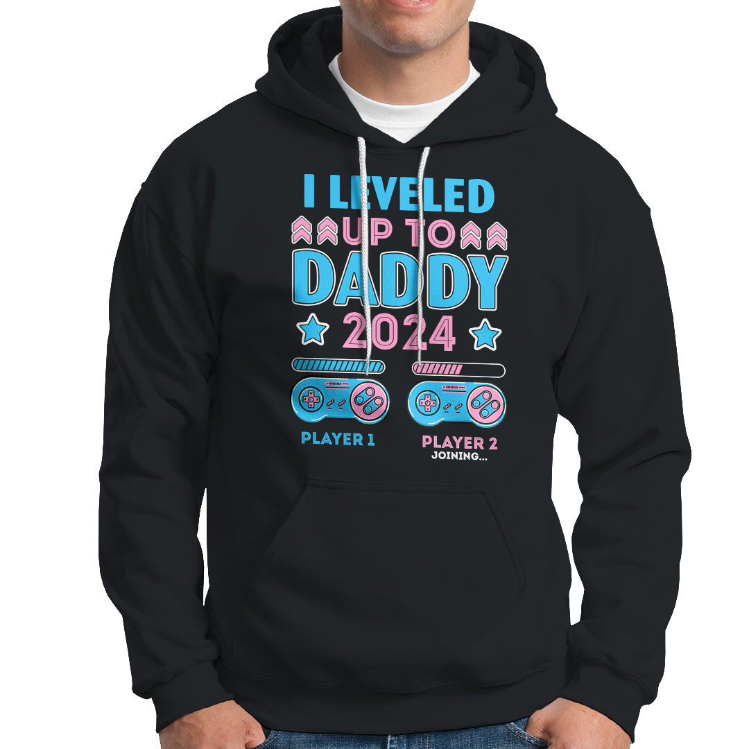 I Leveled Up To Daddy 2024 Funny Soon To Be Dad Hoodie - Wonder Print Shop