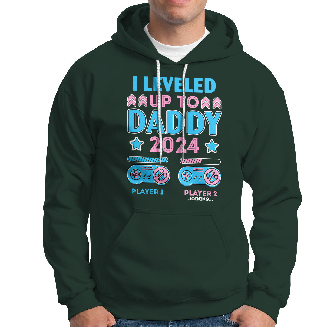 I Leveled Up To Daddy 2024 Funny Soon To Be Dad Hoodie - Wonder Print Shop