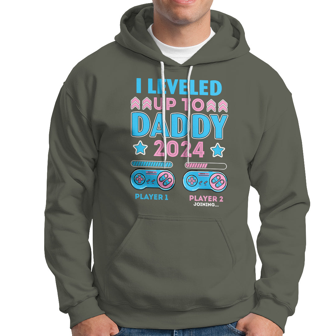 I Leveled Up To Daddy 2024 Funny Soon To Be Dad Hoodie - Wonder Print Shop