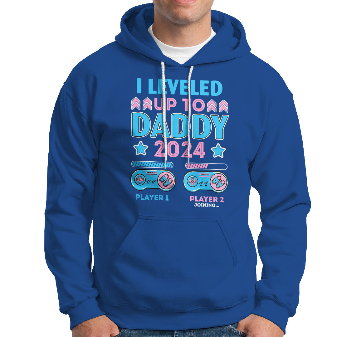 I Leveled Up To Daddy 2024 Funny Soon To Be Dad Hoodie - Wonder Print Shop
