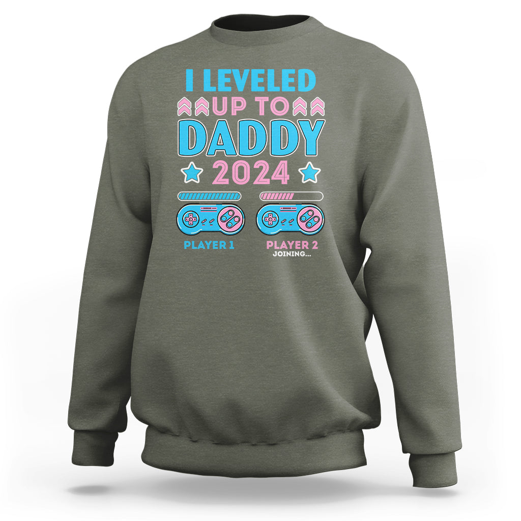 I Leveled Up To Daddy 2024 Funny Soon To Be Dad Sweatshirt - Wonder Print Shop