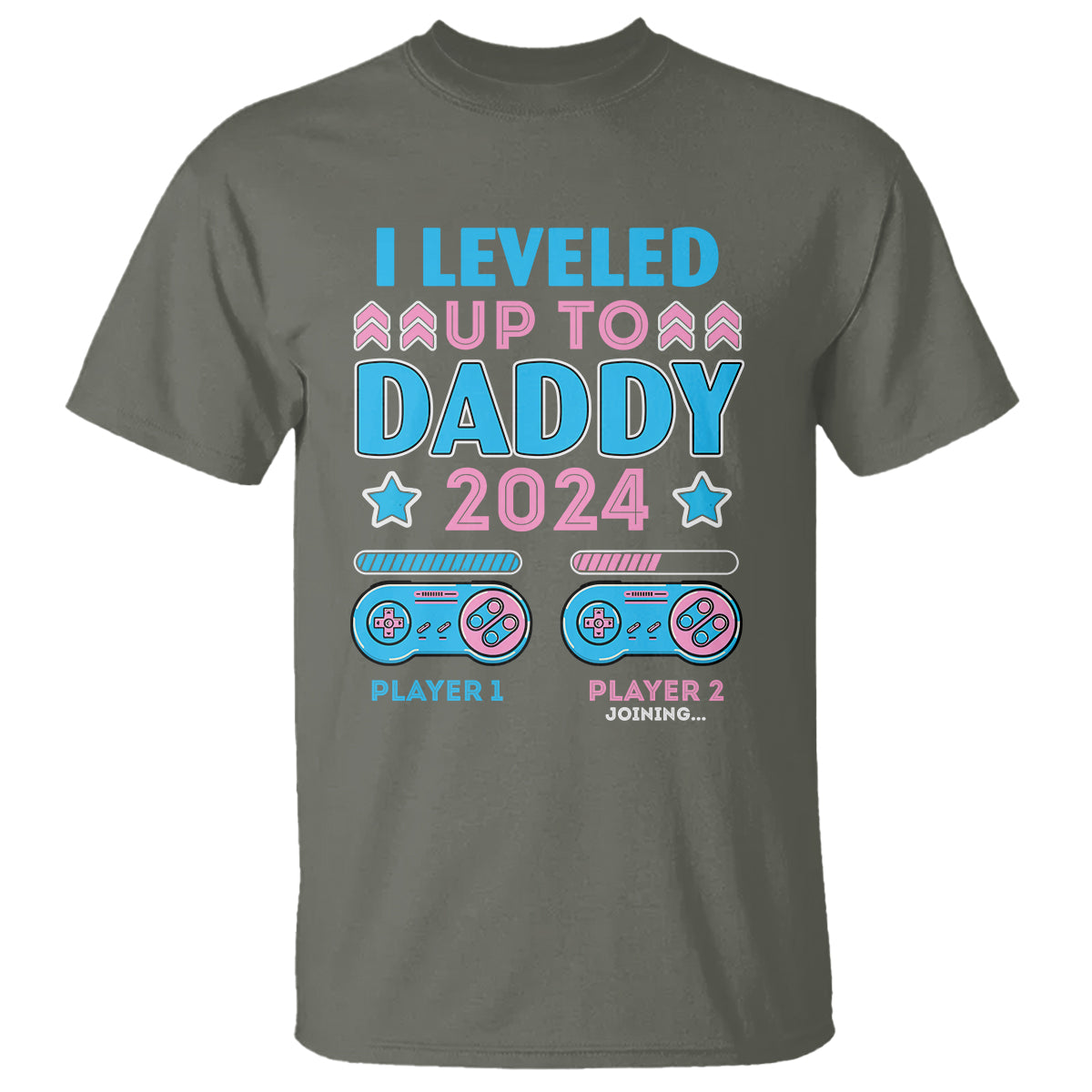 I Leveled Up To Daddy 2024 Funny Soon To Be Dad T Shirt - Wonder Print Shop