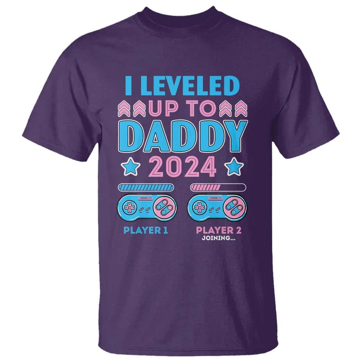 I Leveled Up To Daddy 2024 Funny Soon To Be Dad T Shirt - Wonder Print Shop