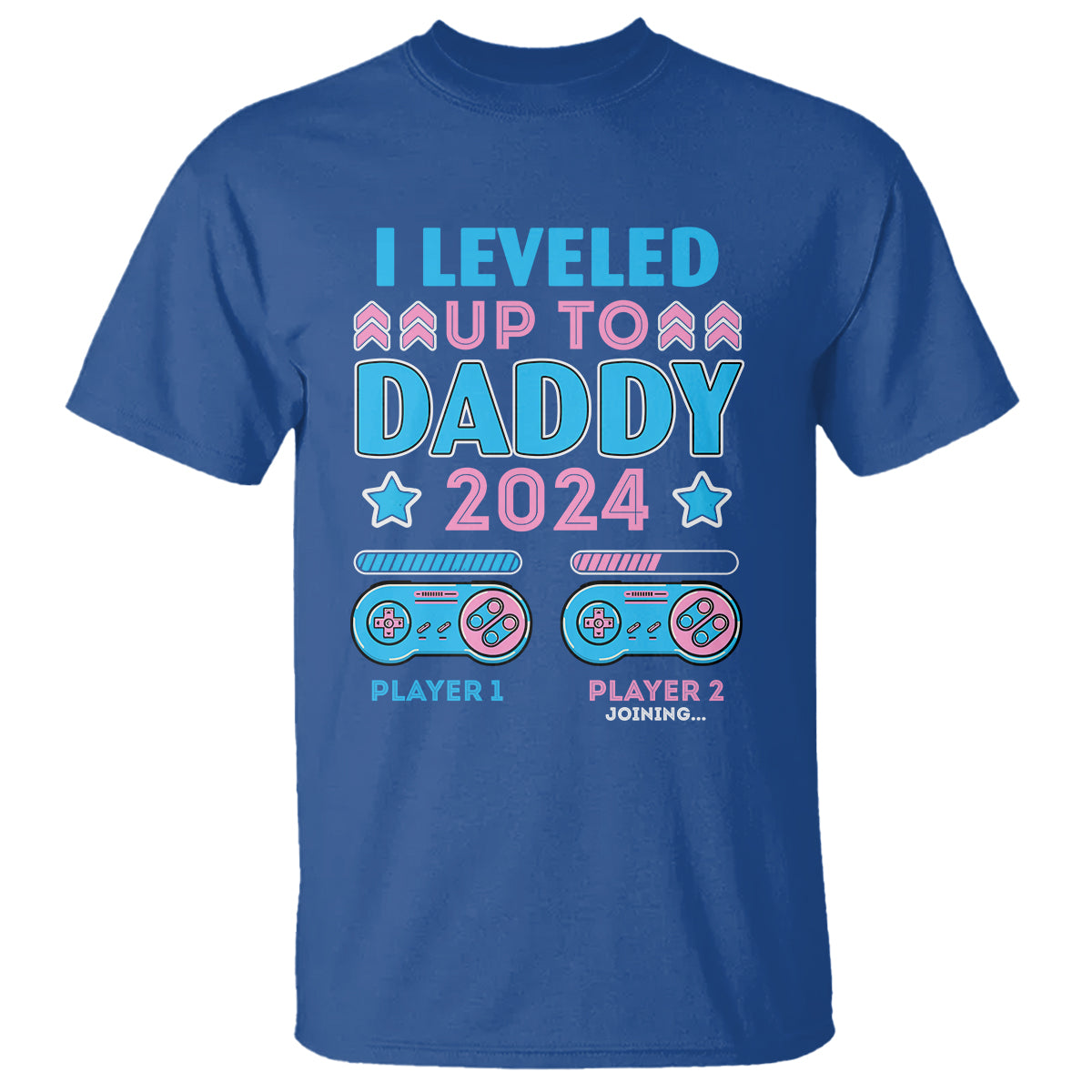 I Leveled Up To Daddy 2024 Funny Soon To Be Dad T Shirt - Wonder Print Shop