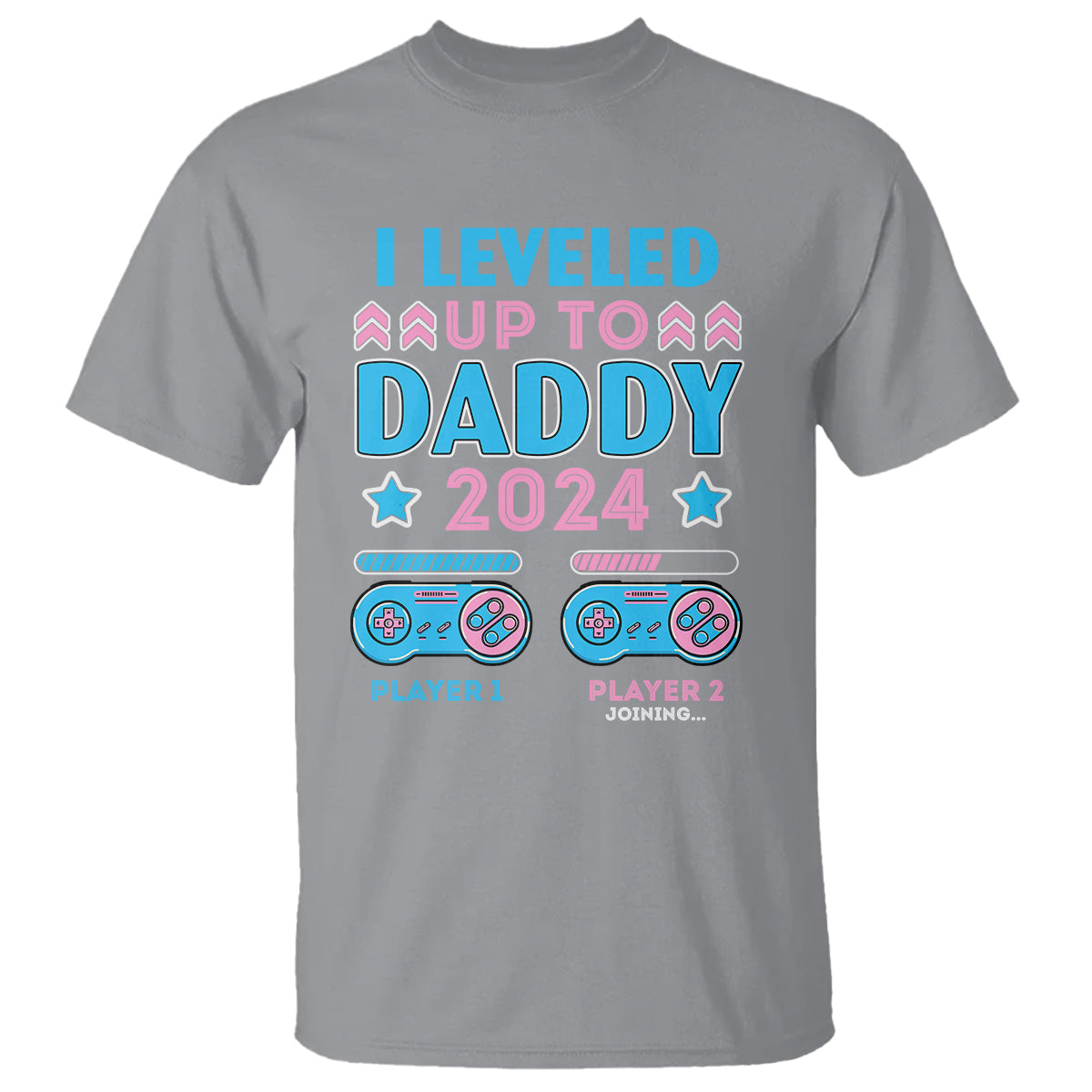 I Leveled Up To Daddy 2024 Funny Soon To Be Dad T Shirt - Wonder Print Shop