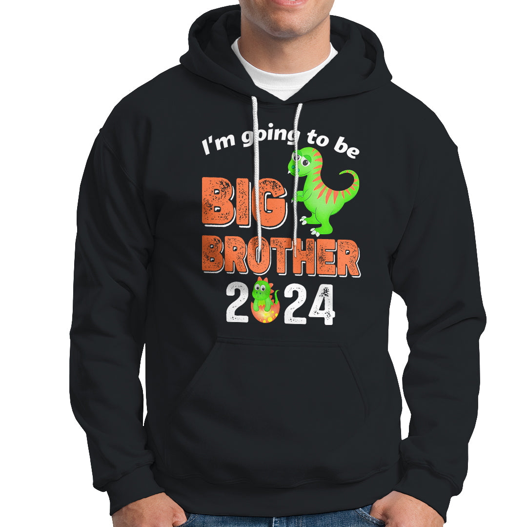 I'm Going To Be Big Brother 2024 Dinosaur Bro Baby Hoodie - Wonder Print Shop