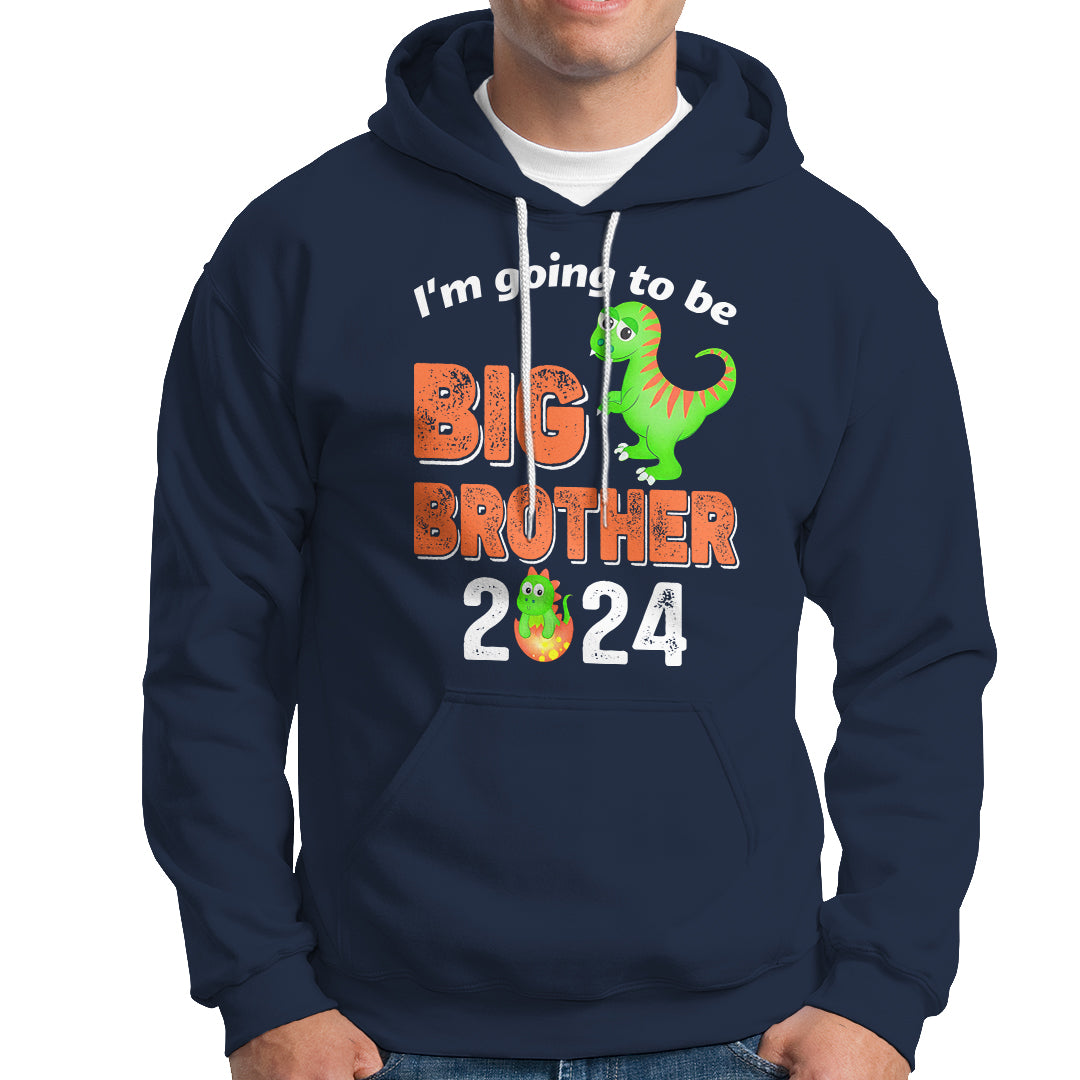 I'm Going To Be Big Brother 2024 Dinosaur Bro Baby Hoodie - Wonder Print Shop