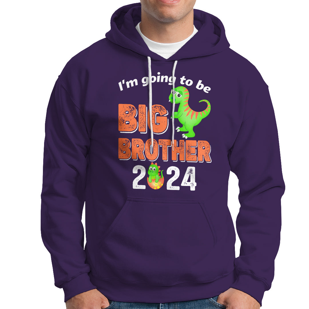 I'm Going To Be Big Brother 2024 Dinosaur Bro Baby Hoodie - Wonder Print Shop
