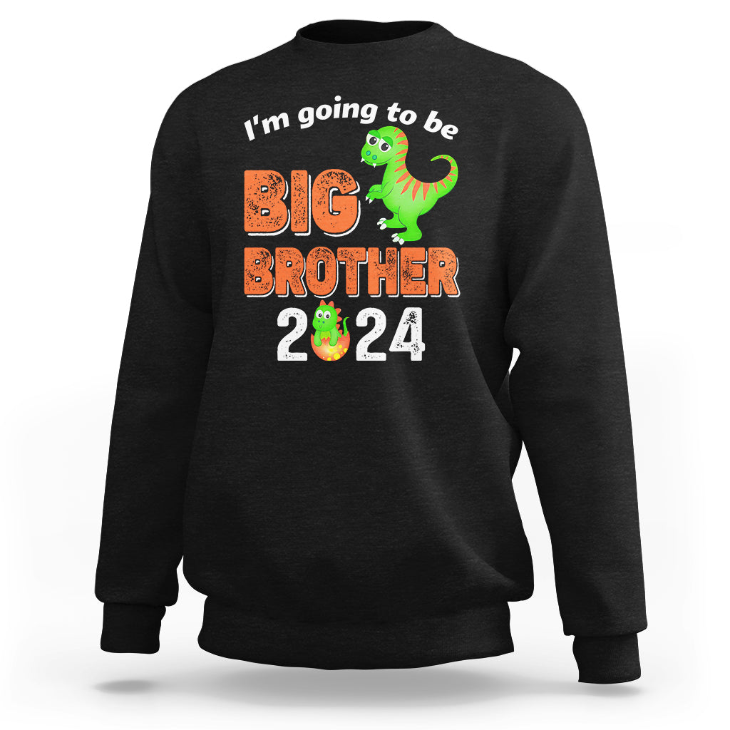 I'm Going To Be Big Brother 2024 Dinosaur Bro Baby Sweatshirt - Wonder Print Shop