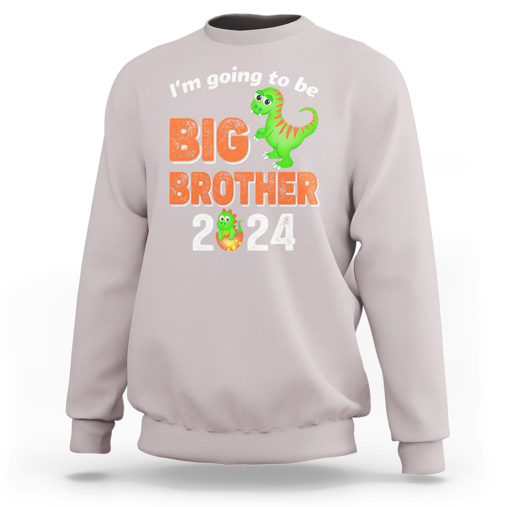 I'm Going To Be Big Brother 2024 Dinosaur Bro Baby Sweatshirt - Wonder Print Shop