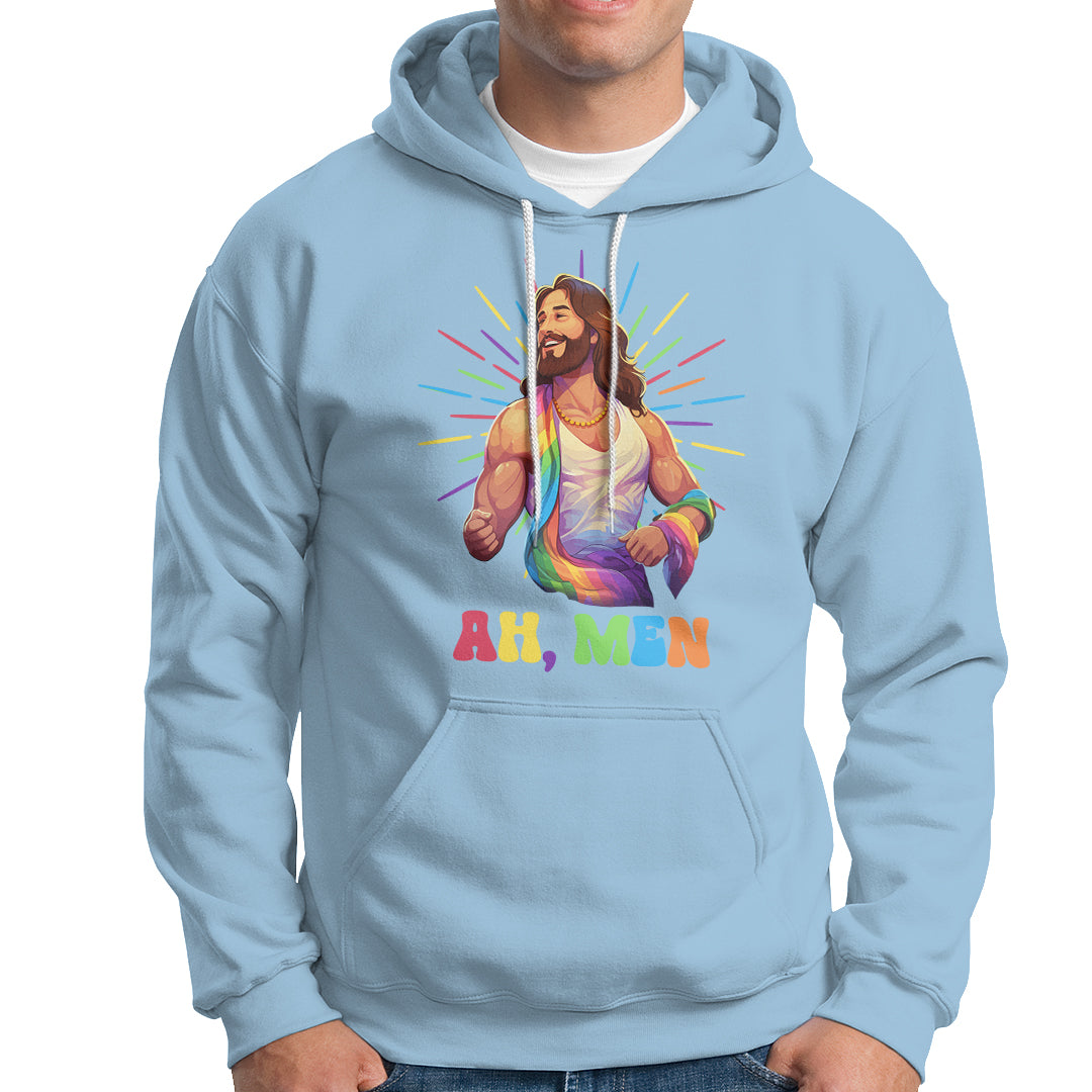 Ah Men Funny LGBT Gay Pride Jesus Rainbow Flag Christian Hoodie - Wonder Print Shop