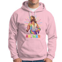 Ah Men Funny LGBT Gay Pride Jesus Rainbow Flag Christian Hoodie - Wonder Print Shop