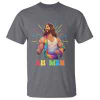 Ah Men Funny LGBT Gay Pride Jesus Rainbow Flag Christian T Shirt - Wonder Print Shop