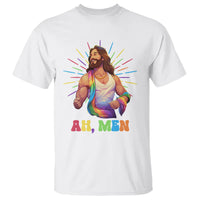 Ah Men Funny LGBT Gay Pride Jesus Rainbow Flag Christian T Shirt - Wonder Print Shop