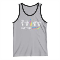 LGBT Pride Tank Top Dare To Be Yourself Skeleton Hand Rainbow